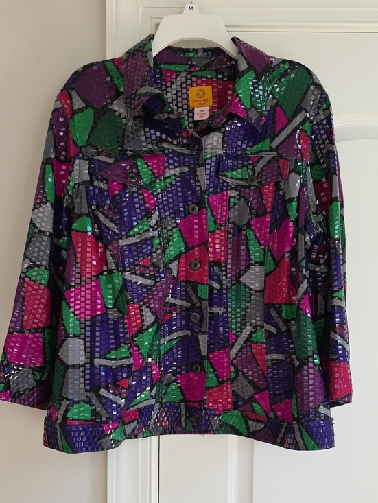 Ruby Rd. Jackets & Blazers - Ruby Rd. Retro Maximalist Sequin Patchwork Jacket in Purple, Pink, Green, Gray